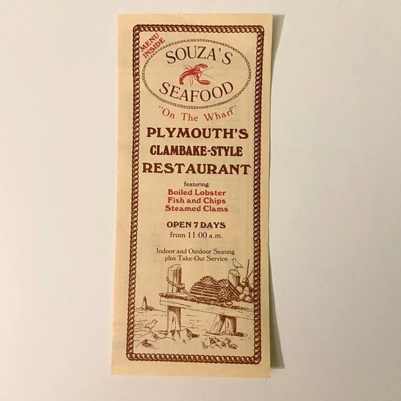 Vintage Souzas Seafood on the Wharf Restaurant Menu Brochure  Pamphlet - Picture 1 of 14